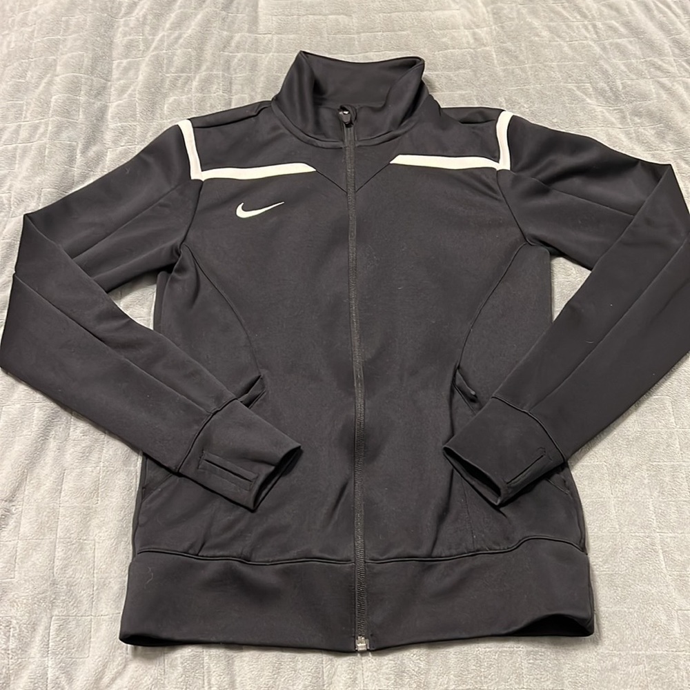Nike Track Jacket, Black, Retro, Zippered Pockets, Thumbholes, Size S